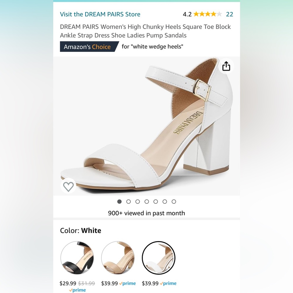 Brand new White block heel. Bought from Amazon and never worse them.